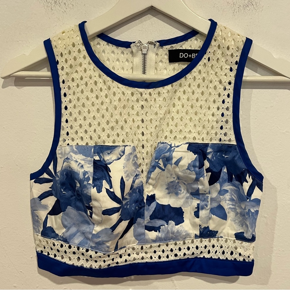 do+be crop top small Blue White Floral